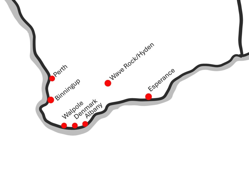 Route Pert to Esperance via Wave Rock/Hyden